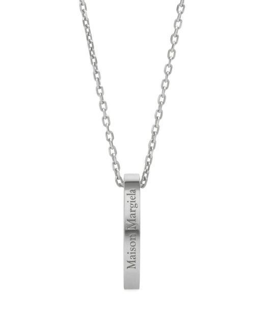 Maison Margiela White Logo Ring Pendant Necklace for men
