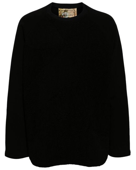 By Walid Black Crew-neck Cotton Jumper for men