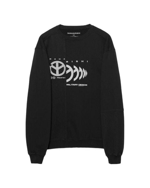 Maharishi Black Maha Logo-Print Panelled Sweater for men