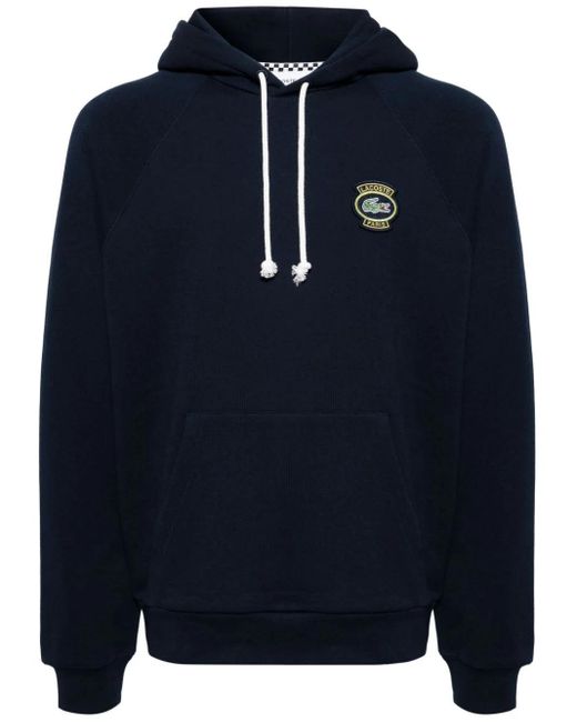 Lacoste Blue Logo-embroidered Cotton Hoodie for men