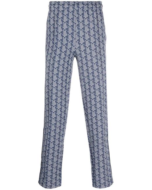 Lacoste Blue Jacquard Monogram-pattern Track Pants for men