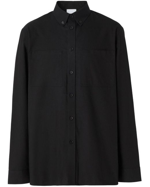 Burberry Black Logo-print Long-sleeve Shirt for men