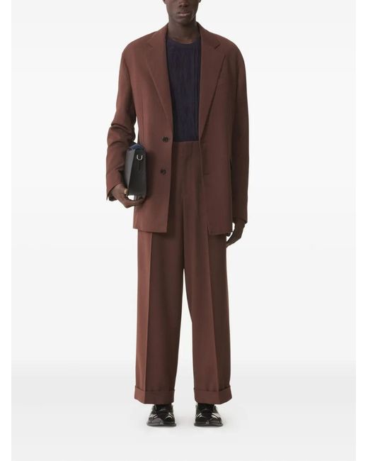 Lanvin Brown Pleated-Front Trousers for men