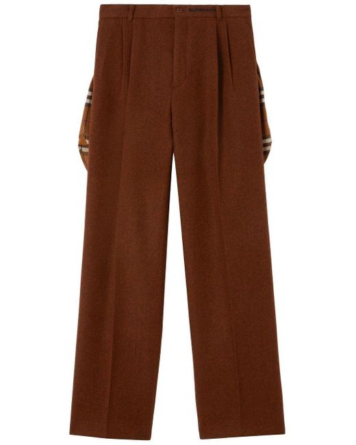 Burberry Brown Pleated Wide-leg Trousers for men