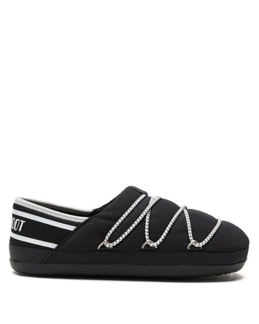 Moon Boot Black Embellished Slippers for men