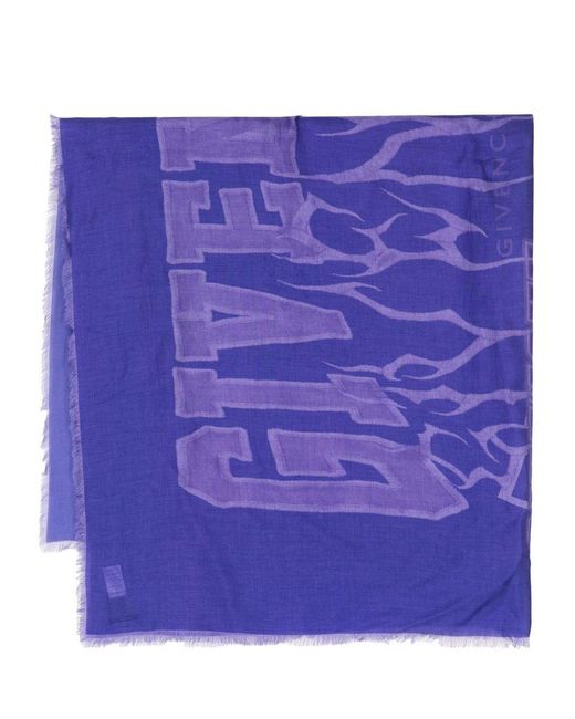 Givenchy Purple Logo-Print Modal-Cashmere Scarf for men