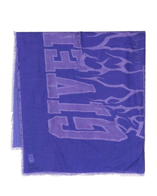Givenchy Purple Logo-print Modal-cashmere Scarf for men