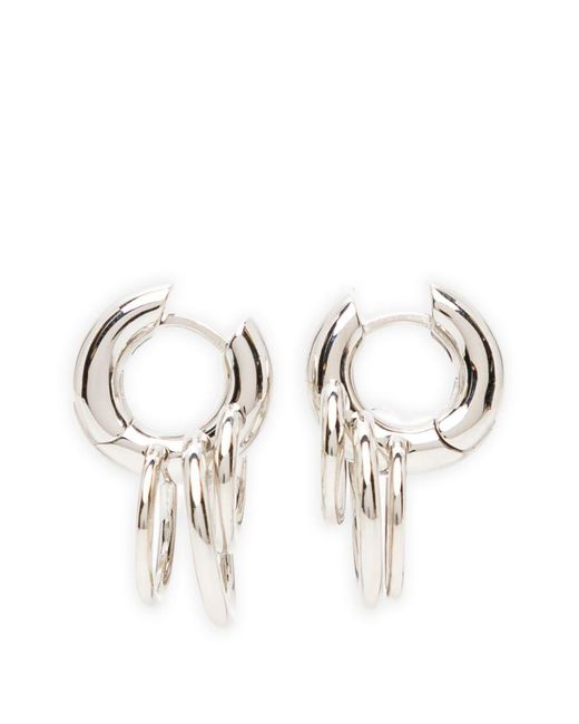 Panconesi White Pierced Hoop Earrings for men