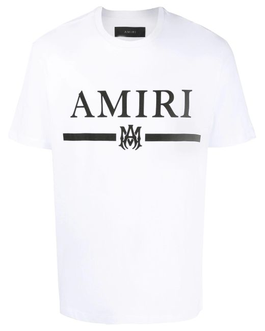 Amiri White Logo-Print Short-Sleeve T-Shirt for men