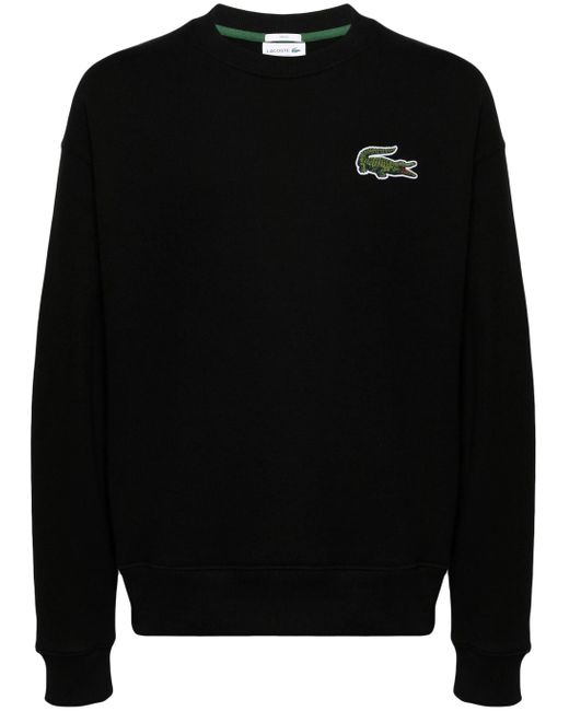 Lacoste Black Crocodile Badge Cotton Sweatshirt for men