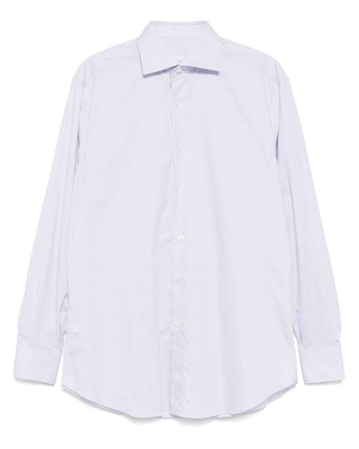 Brioni White Horizontal Stripe Shirt for men