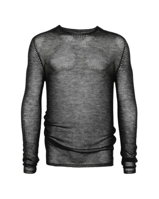 Rick Owens Black Ribbed Crew-Neck Sweater for men
