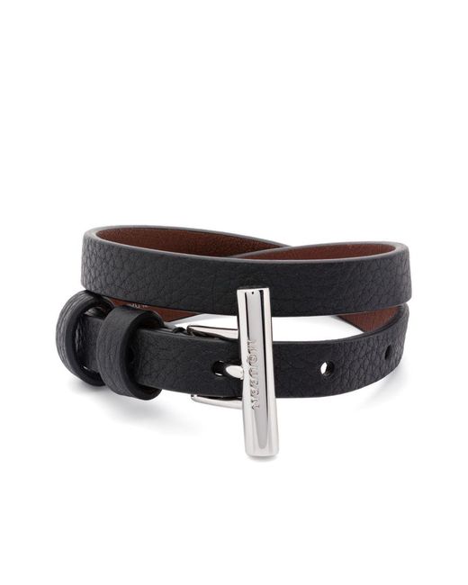 McQueen Black T-Bar Wrap Bracelet for men