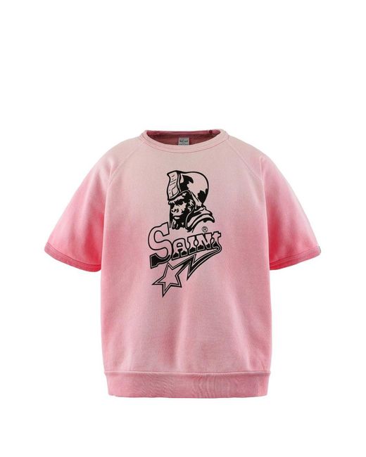 SAINT Mxxxxxx Pink Sweat À Motif Et À Manches Courtes for men