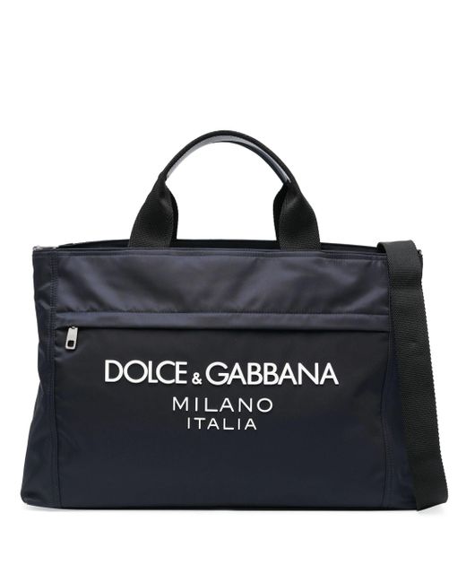 Dolce & Gabbana Black Raised Logo Holdall for men