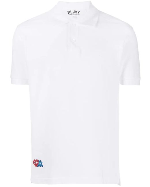 COMME DES GARÇONS PLAY White Logo-appliqué Cotton Polo Shirt for men