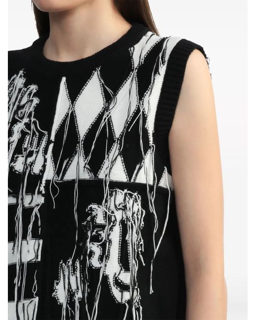 Charles Jeffrey Black Embroidered Cotton Gilet for men