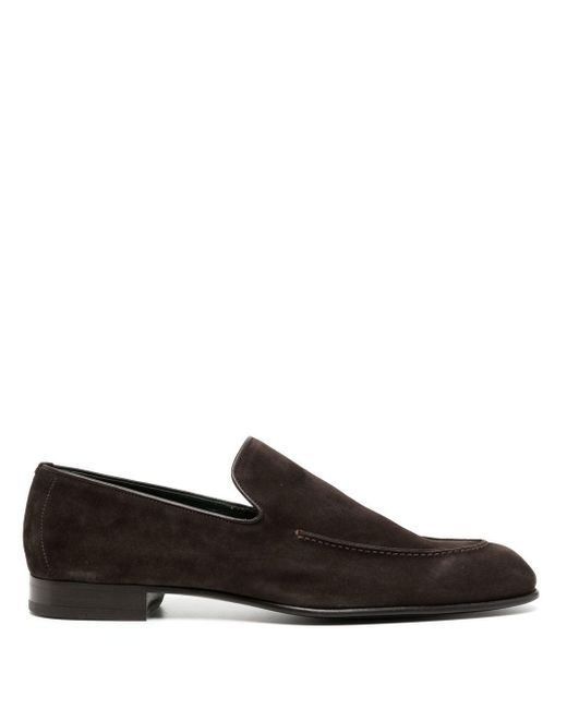 Brioni Black Pointed-toe Suede Loafers for men