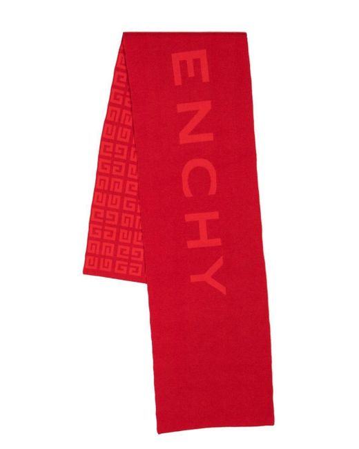 Givenchy Red Reversible Logo-intarsia Scarf for men