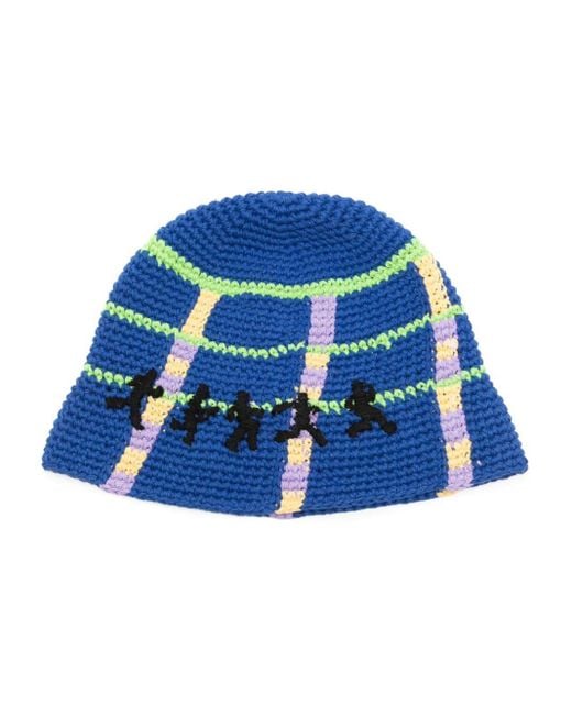 Kidsuper Blue Running Crochet Sun Hat for men