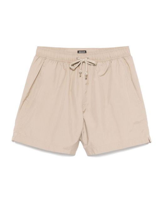 Zegna Natural Drawstring Swim Shorts for men