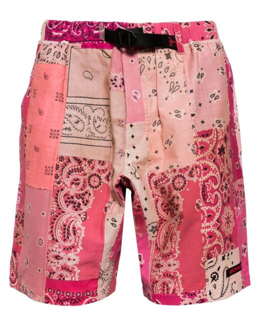 READYMADE Red Patchwork Bandana-Print Cotton Shorts for men