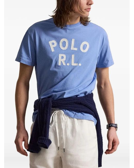 Polo Ralph Lauren Blue Logo-Print Cotton T-Shirt for men