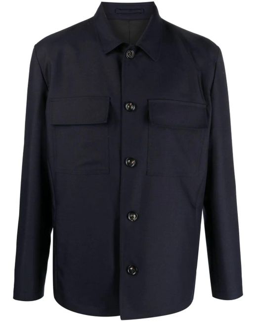 Lardini Blue Spread-collar Shirt Jacket for men