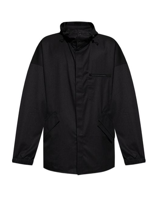 Y-3 Black Stripe-Print Hooded Jacket for men