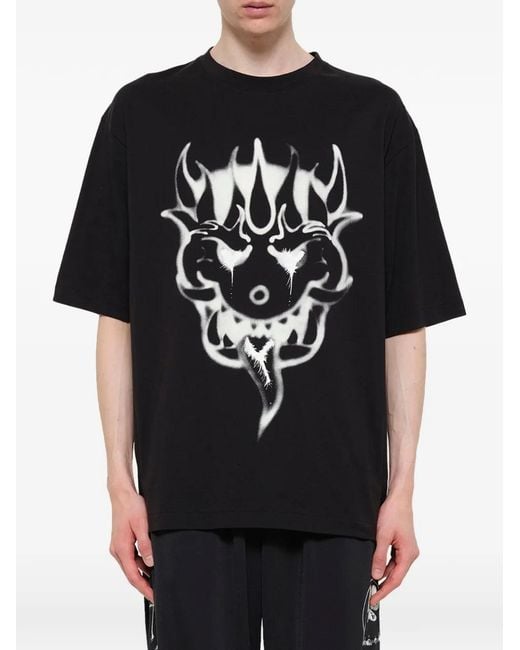 Y-3 Black Yaksha Graphic-Print T-Shirt for men