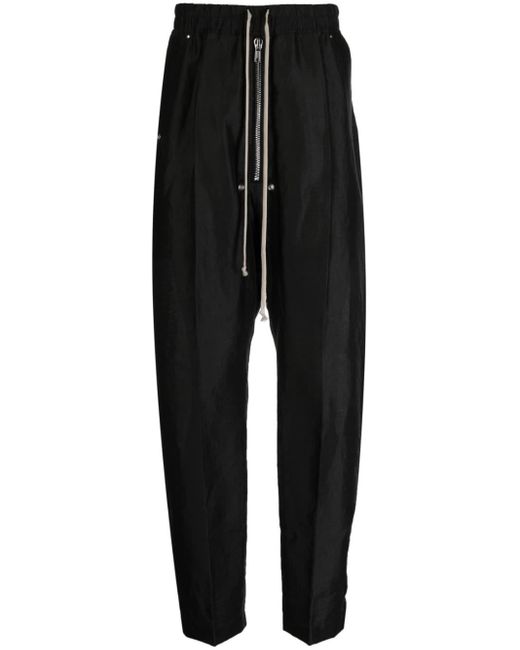 Rick Owens Linen-blend Drop-crotch Trousers in Black for Men | Lyst