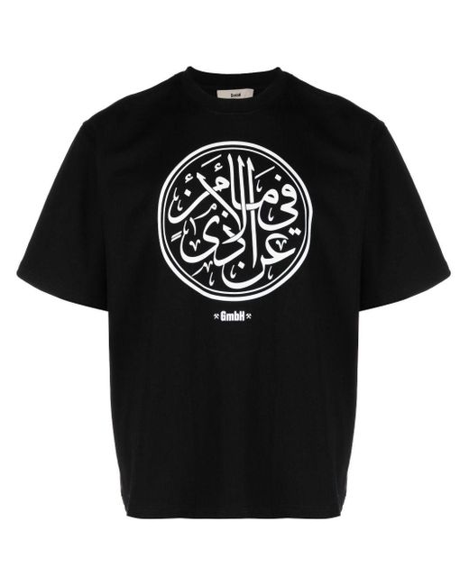 GmbH Black Graphic-print Short-sleeve T-shirt for men