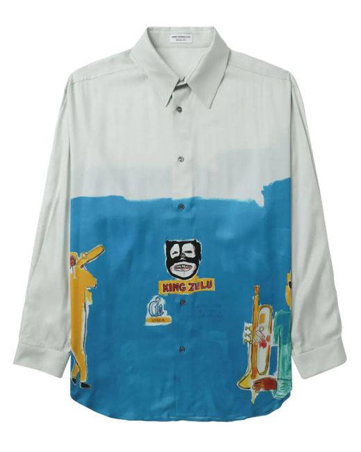Honey Fucking Dijon Blue Graphic-print Long-sleeve Shirt for men