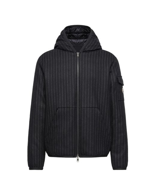 Moncler Black Ceze Pinstripe-Pattern Jacket for men