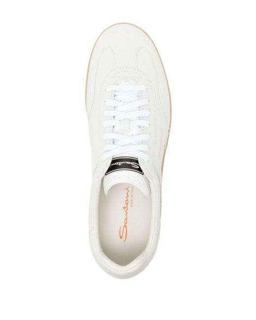 Santoni White Low-Top Leather Sneakers for men