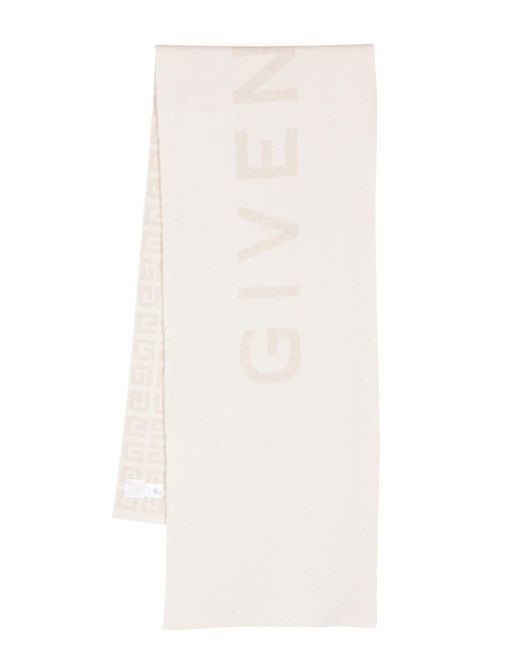 Givenchy White Monogram Intarsia-Knit Logo Scarf for men