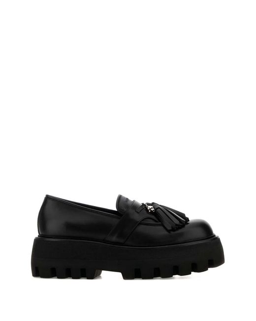 McQueen Black Tassel Platform Loafers for men