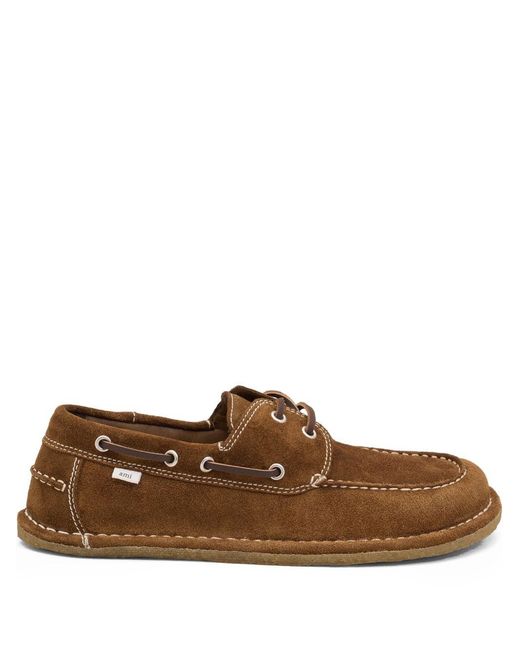 AMI Brown Suede Lace-Up Boat Shoes for men