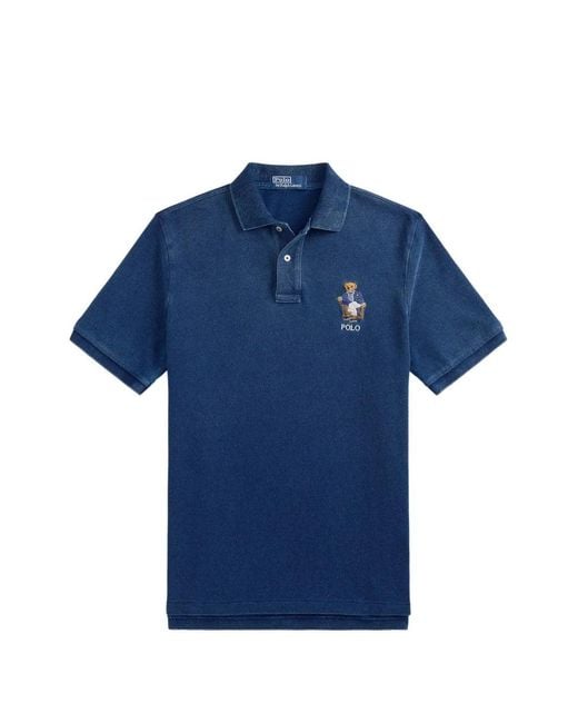 Polo Ralph Lauren Blue Polo Bear Mesh Polo Shirt for men