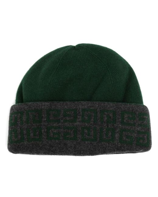 Givenchy Green Logo Intarsia-knit Beanie for men
