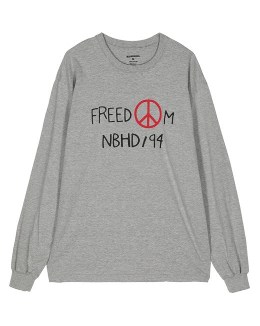 Neighborhood Gray Slogan-Print Cotton T-Shirt for men