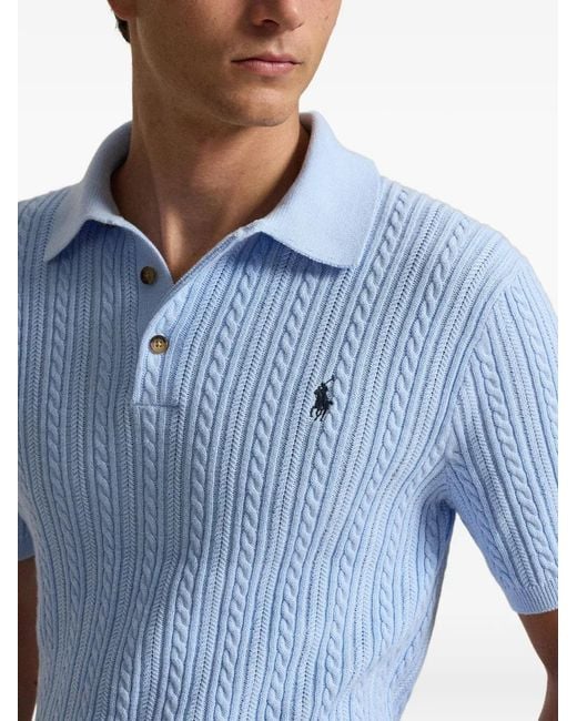 Polo Ralph Lauren Blue Cable-Knit Polo Shirt for men
