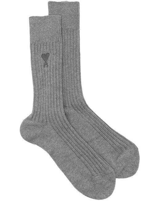 AMI Gray Ami De Coeur Socks for men