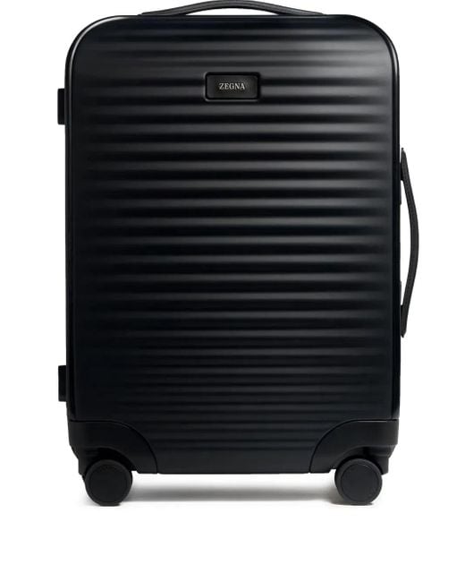 Zegna Black Logo-Patch Trolley Bag for men