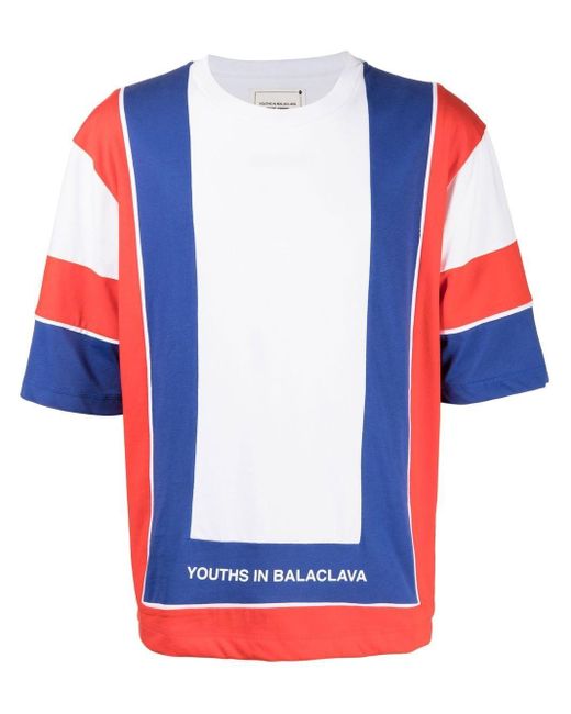 Youths in Balaclava Blue Logo-print Short-sleeved T-shirt for men