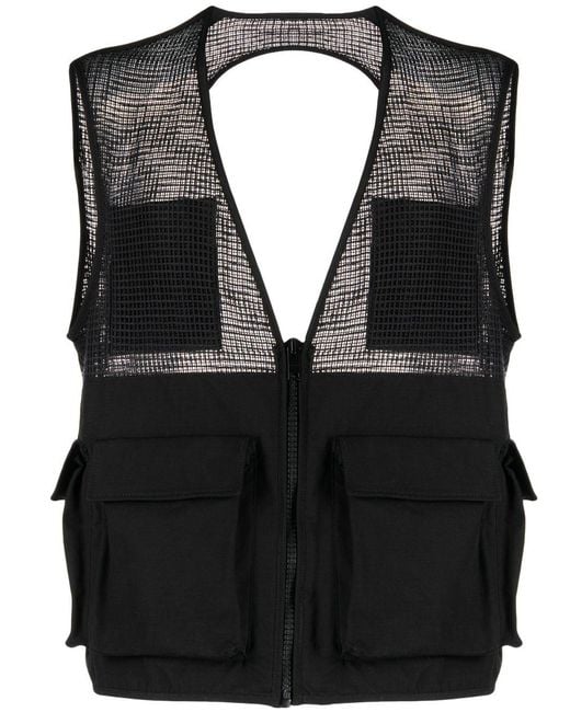 Givenchy Black Zip-up Cotton Cargo Gilet for men
