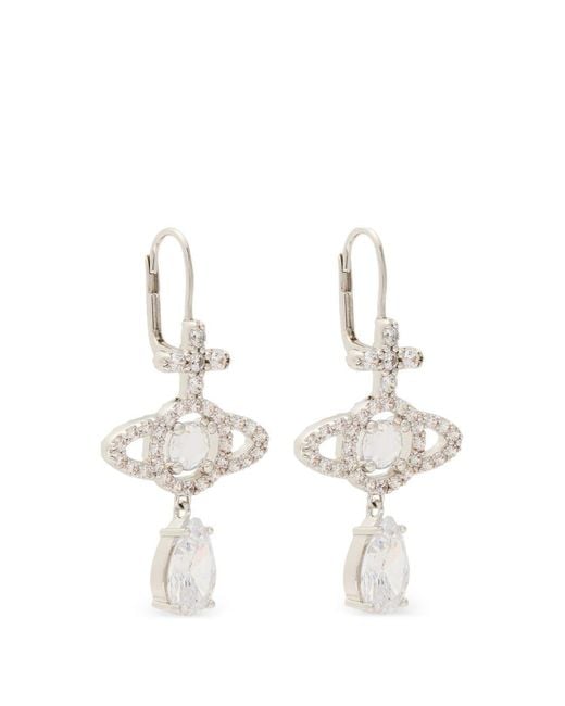 Vivienne Westwood White Orb Drop Earrings for men