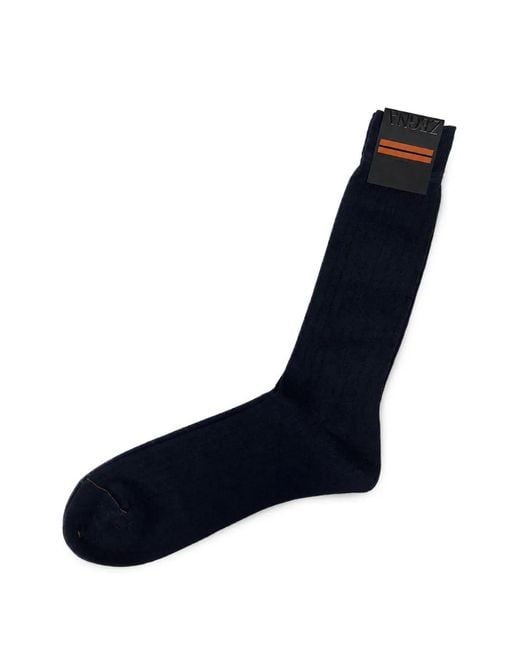 Zegna Blue Ribbed-Knit Socks for men