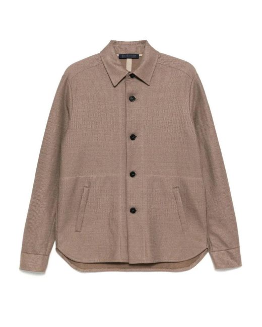 Harris Wharf London Brown Button-Up Shirt Jacket for men