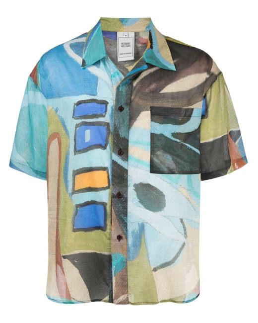 BETHANY WILLIAMS Blue Sociale Bowling Shirt for men